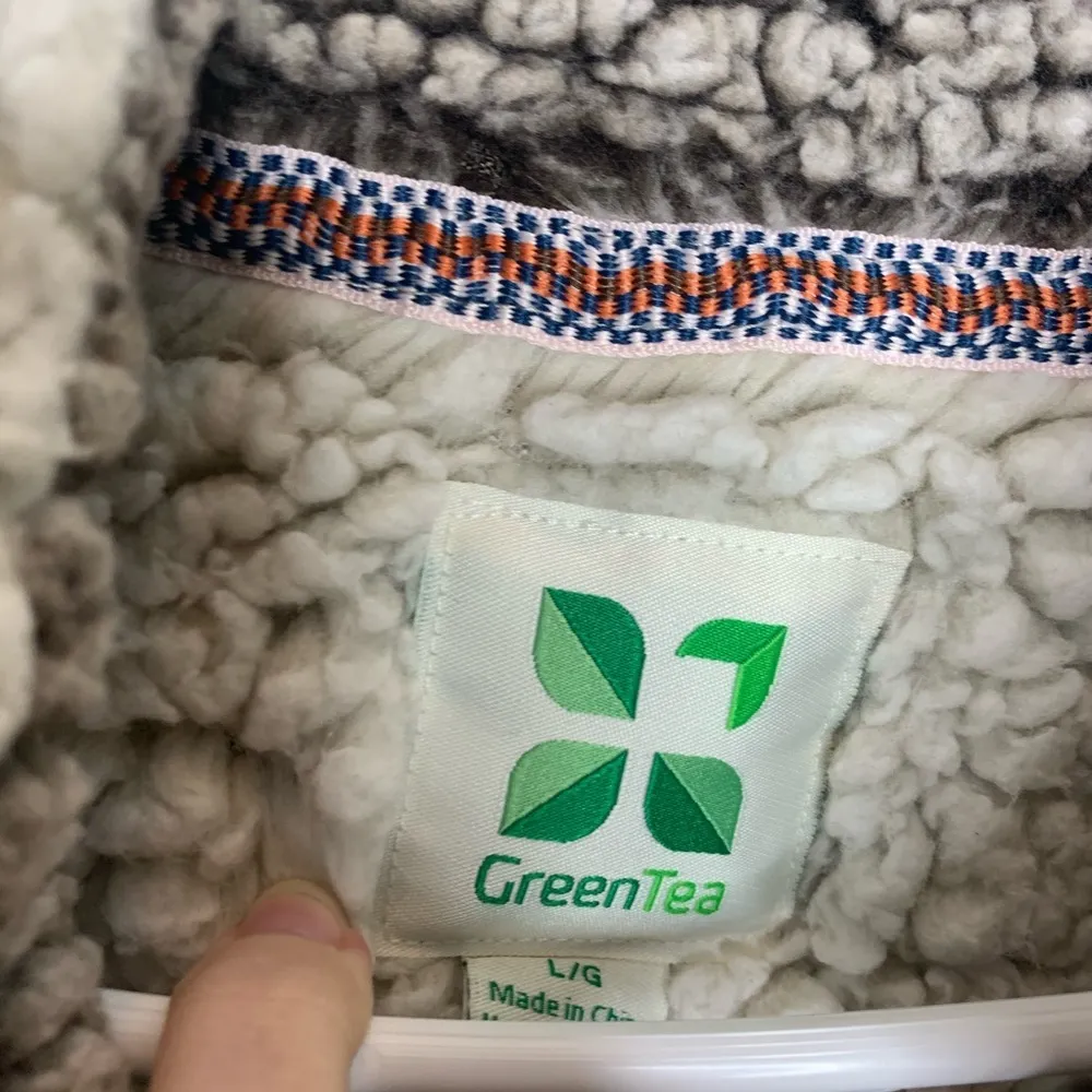 GreenTea cream Sherpa pullover jacket - Image 2