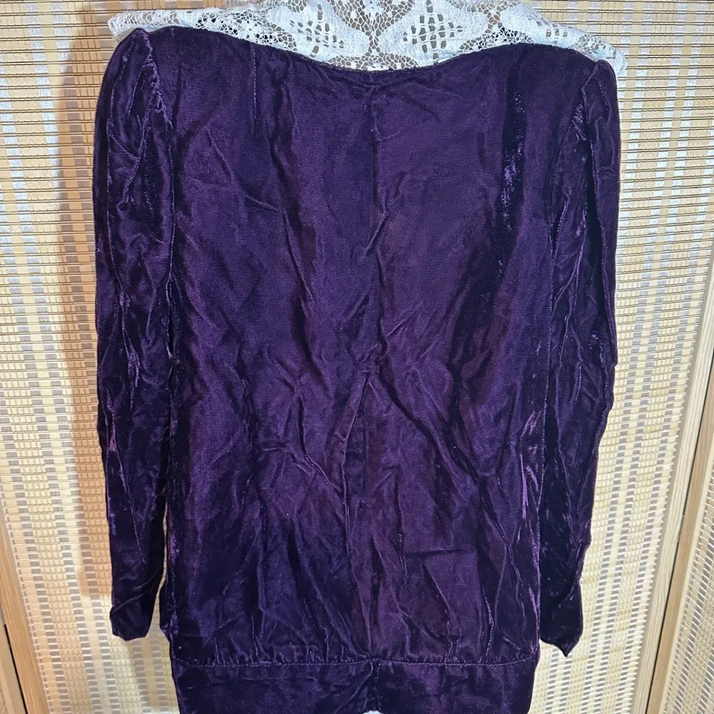 Gunnies Gunne Sax by Jessica McClintock Vintage Purple Velvet Jacket Lace Trim 5 - Image 12