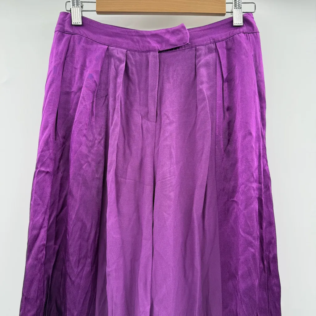 Anthropologie Corey Lynn Calter Two Tone‎ Purple Wide-Leg Satin Pants Sz S - Image 4