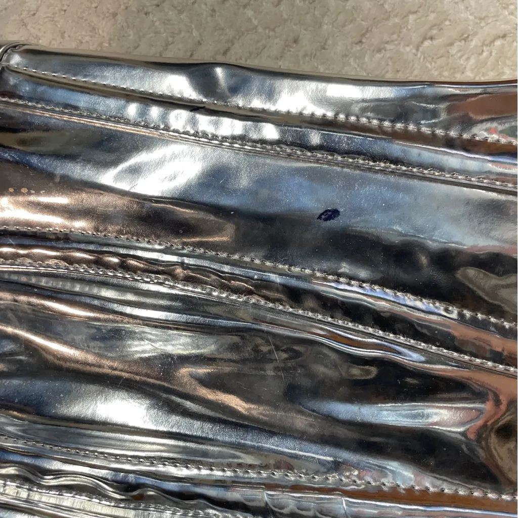 Top Drawer by Daisy Corsets Silver PVC Overbust Corset Rave Festival Large - Image 6