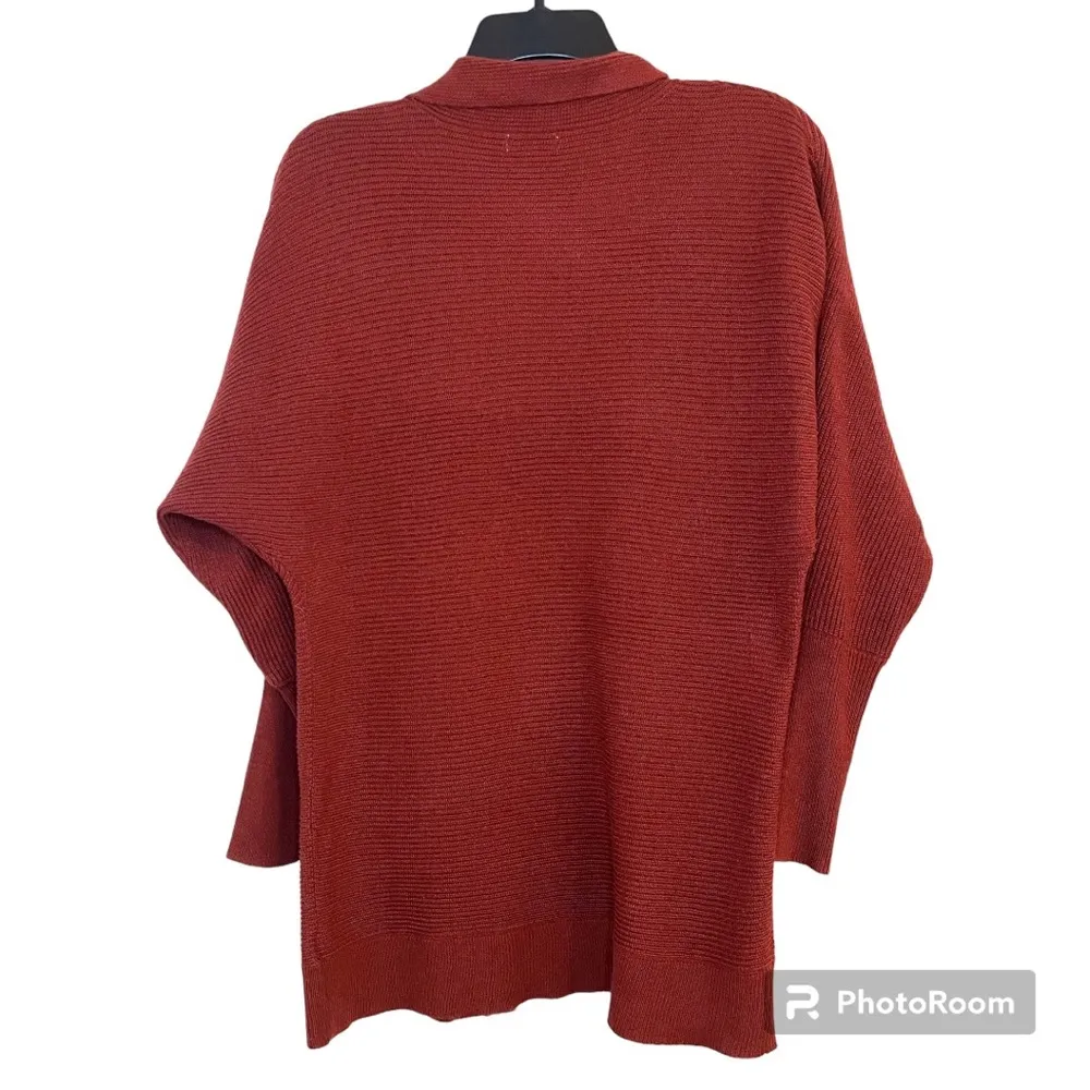 Maroon Long Sleeve Open Front Bat Wing Knit Cardigan Sweater Size XS - Image 2