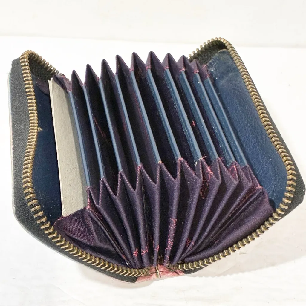 Anuschka Accordion Credit Business Card Holder Wallet Zip Around Japanese Garden - Image 4