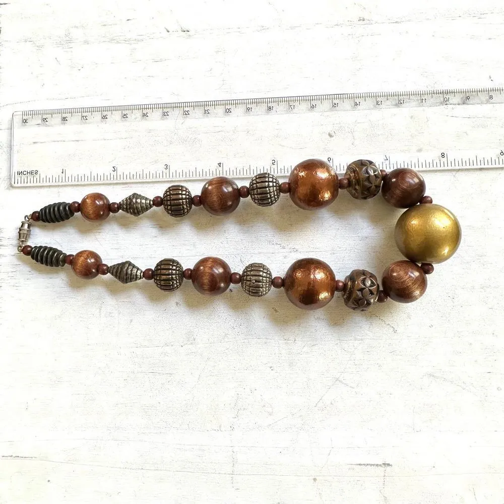 Brown beaded chunky choker necklace - Image 5