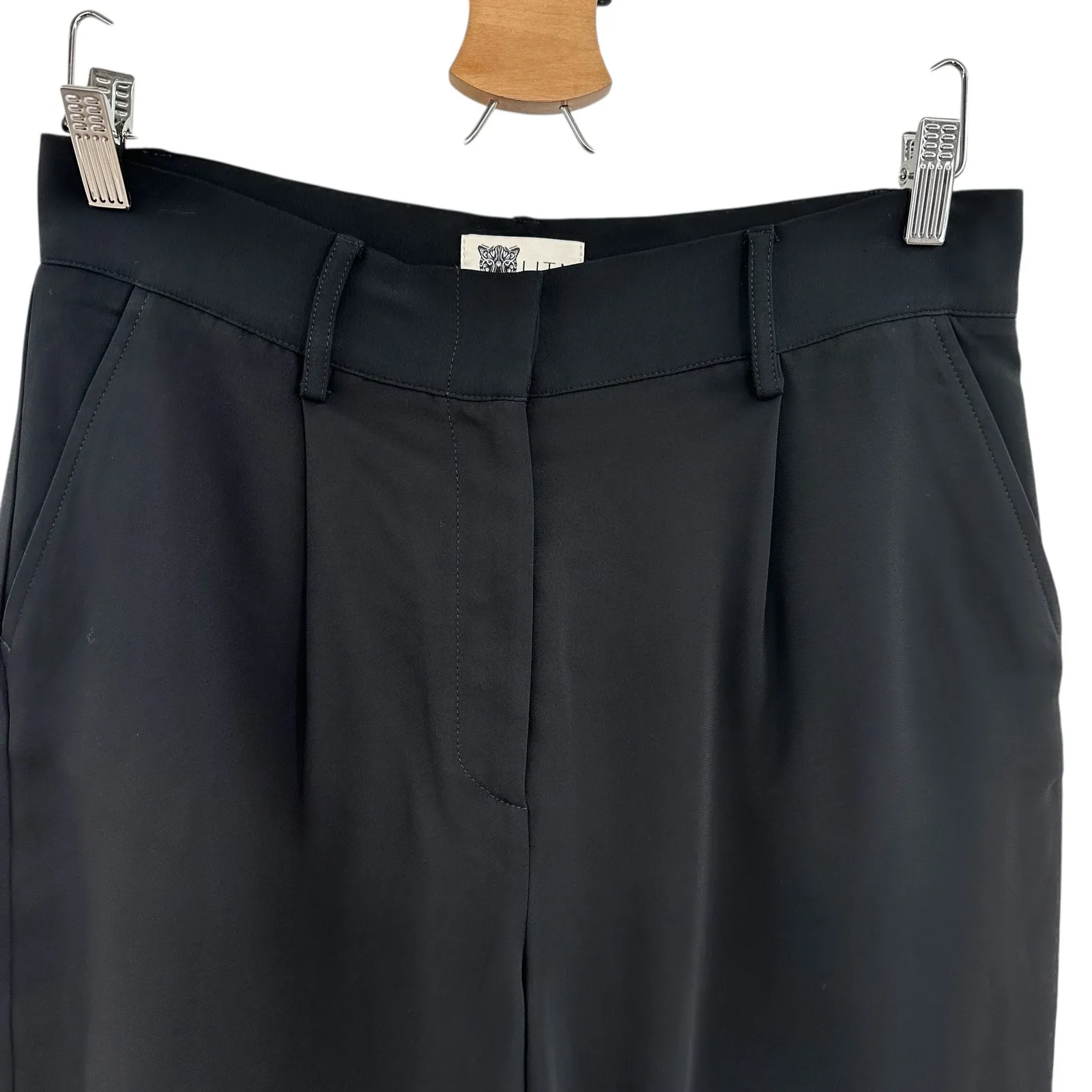 Lita by Ciara Revolve Trouser Shorts Pleated Style High Waist Black Size 10 - Image 5