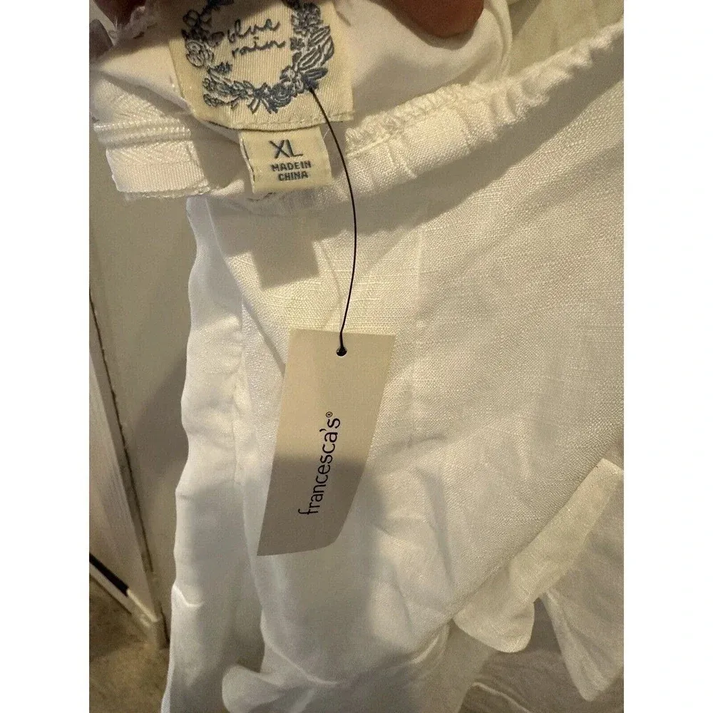 Francesca’s Wyonnah by Blue Rain Back Tie Ruffle White Mini Dress. Sz XL‎ M0262 - Image 6