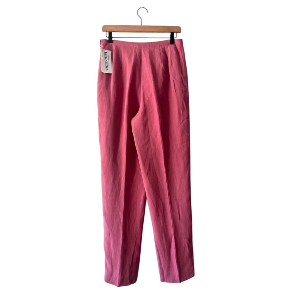 Vintage Pendleton Silk Linen High Waist Pleated Pants Pink Sz 8 NWT - Image 6
