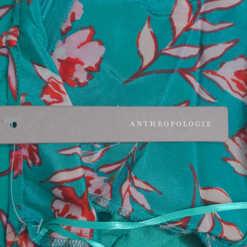 Yumi Kim Anthro Vienna Silk Floral Print A-Line Dress Dandelion Emerald 4 New - Image 12