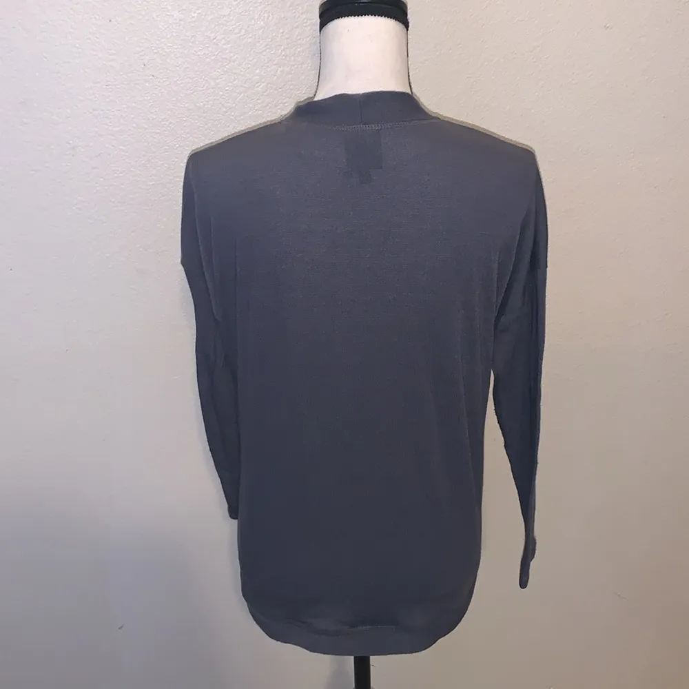 Bobeau Petite grey long sleeve symmetrical open cardigan sweater - Image 4