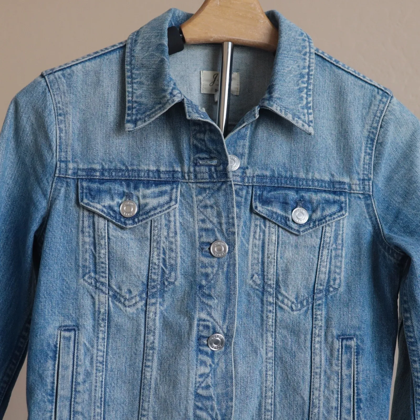 J. Crew Denim Jacket Classic Jean Jacket Button Front Light Wash Bianca XXS‎ - Image 3
