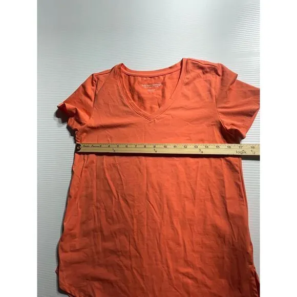 Soft Surroundings Petite Orange Cotton Basic T-Shirt XS Casual Short Sleeve Top - Image 3