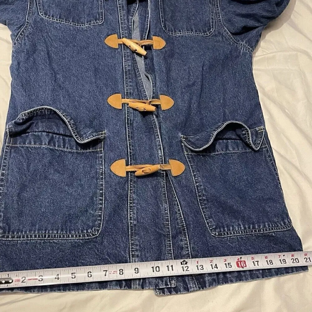 Vintage Liz Wear Claiborne Women’s Denim Blue Jacket Sz 9 Petite Wood Button - Image 10
