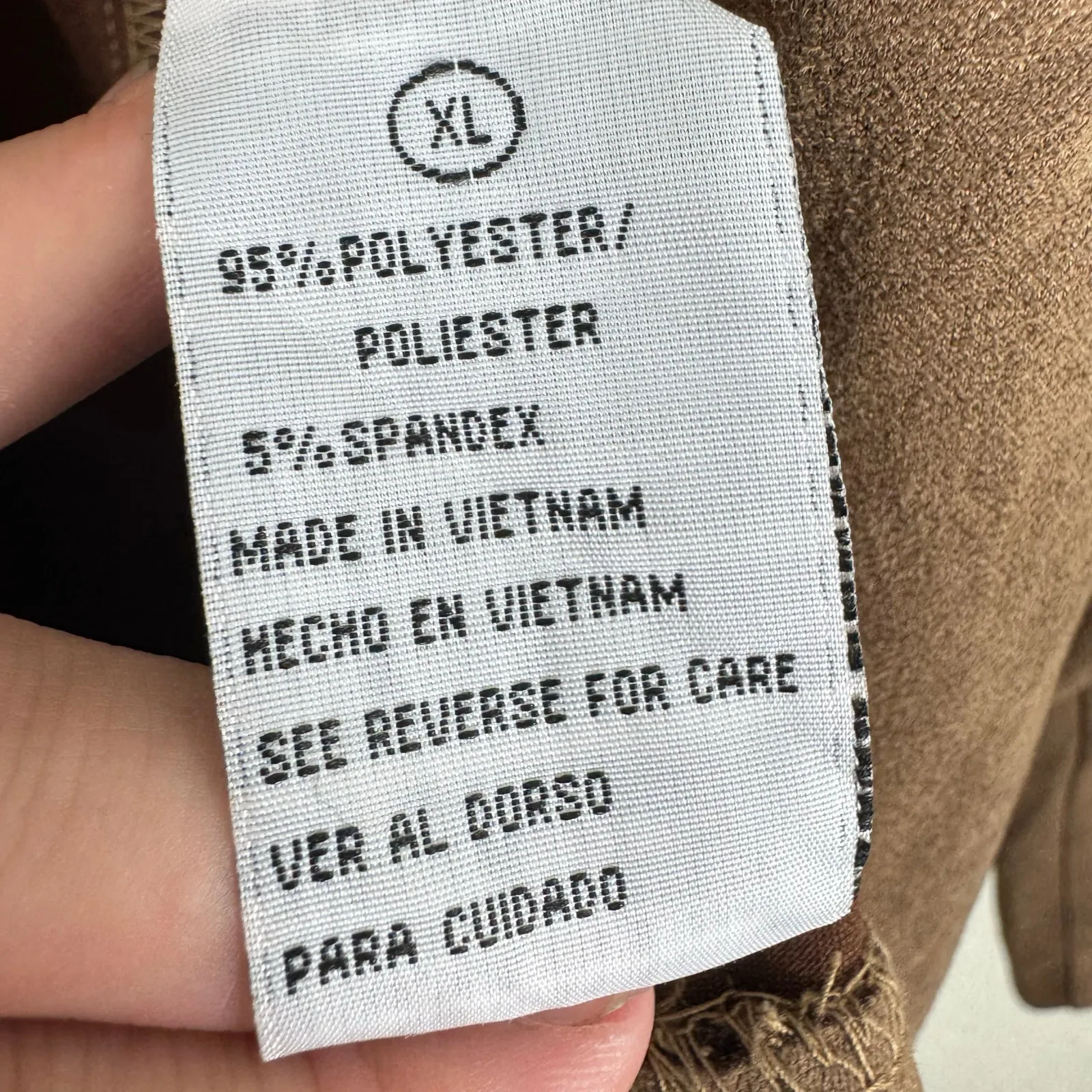 Shelby & Palmer Brown 3/4 Sleeve Cropped Faux Suede Open Blazer Size XL - Image 3