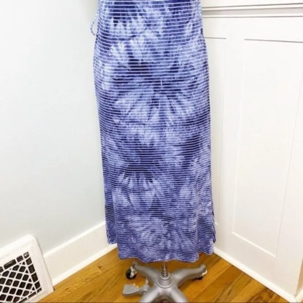 Chico’s Tie Dye Maxi Dress Striped Nautical Blue White Sundress Small - Image 7