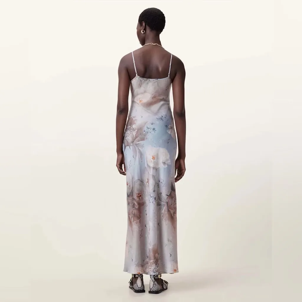 ALL SAINTS Bryony Rosalia Rose Abstract Print Slip Dress - Image 4