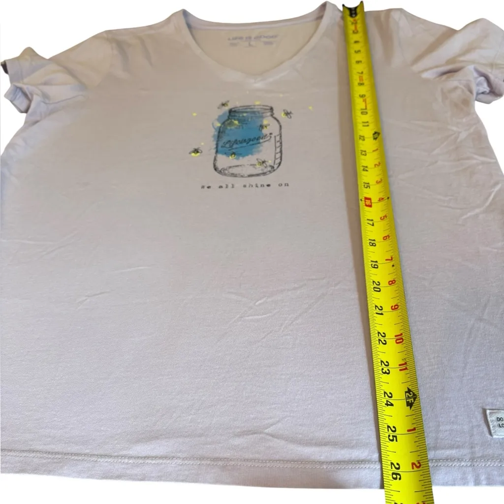 Life is Good Crusher Lite Tee Shirt Shine On Firefly Jar Purple Womens Large - Image 8