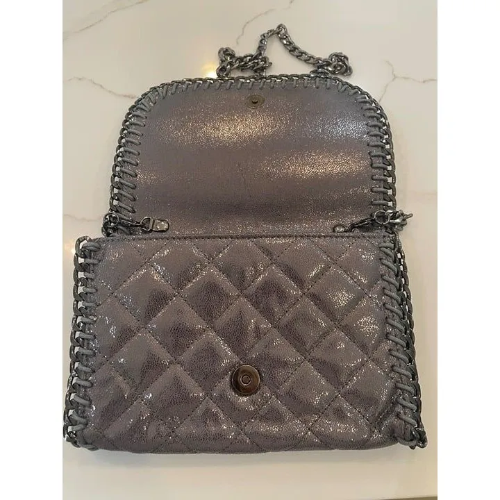 Dark grey leather shoulder bag and clutch Gray - Image 4