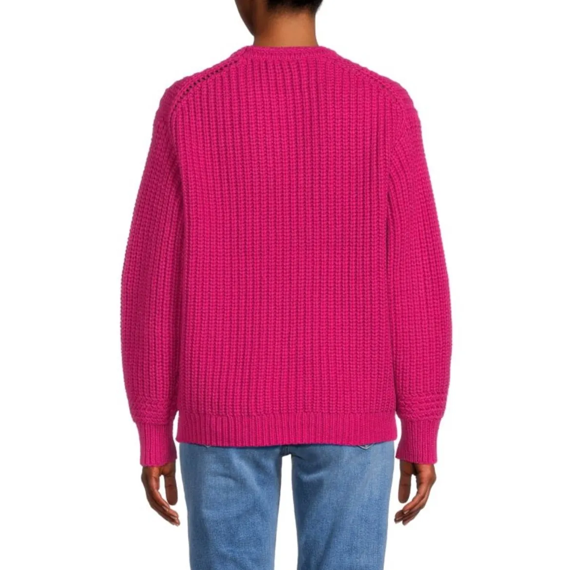 MARINE LAYER Oversized Crewneck Sweater Rose Violet XL Knit Cotton Blend Pink - Image 2