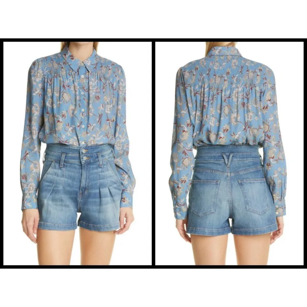 💕VERONICA BEARD💕 Dazed Floral Shirt ~  Cornflower Blue 2 NWT - Image 6