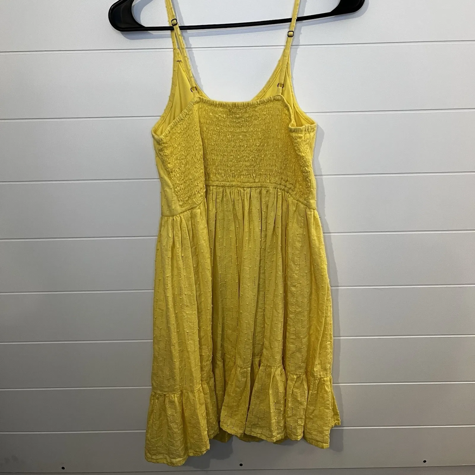 Japna Dress Womens Small Yellow Eyelte Smocked Tiered Convertible Boho Feminine - Image 6