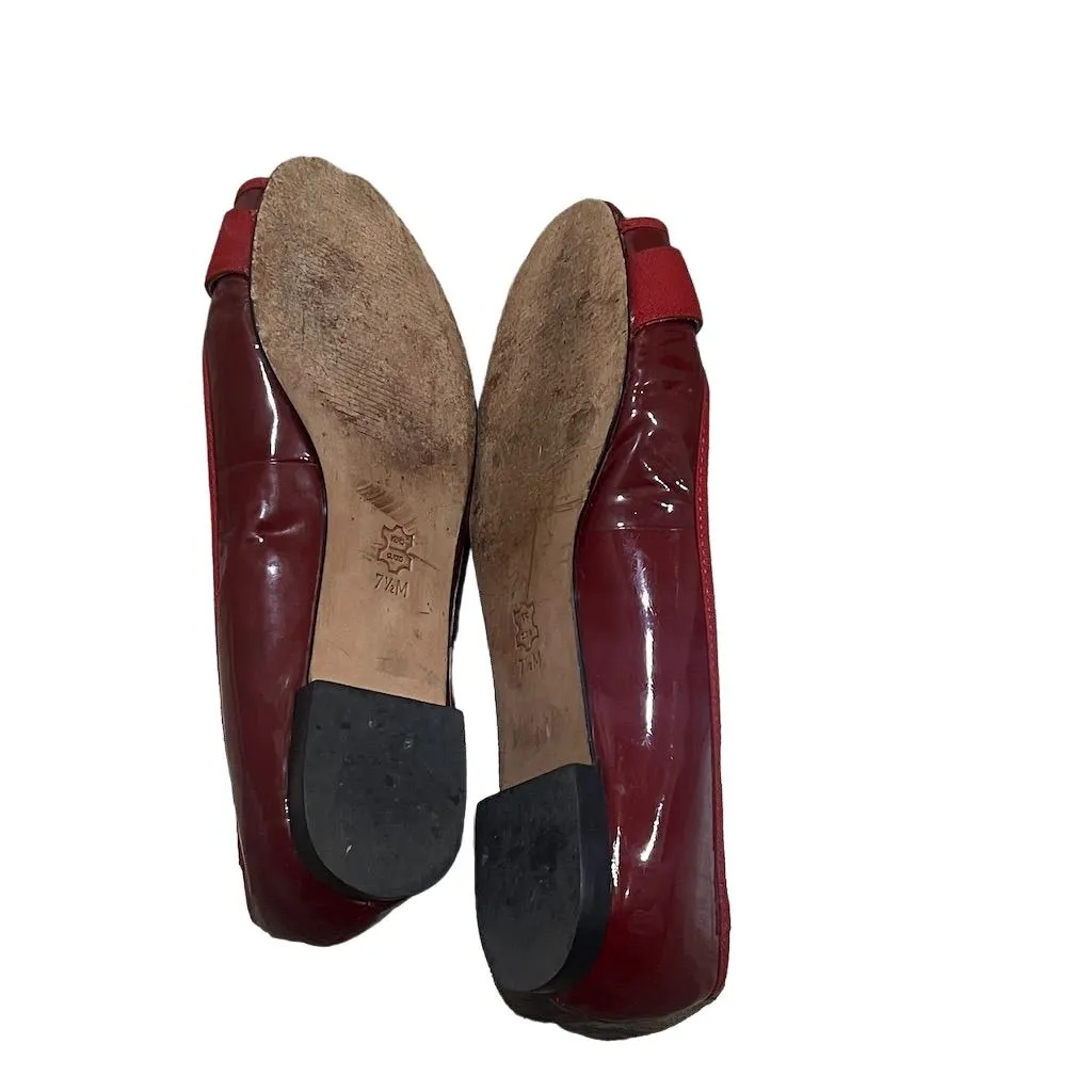 Michael Kors Women's Red Leather Ballet Flats Size 7.5M Slip-On Casual Shoes - Image 3