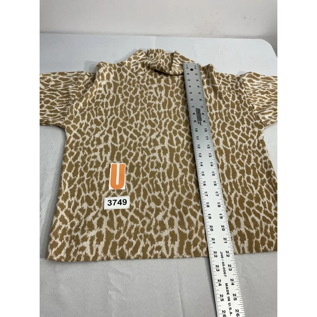 Womans Loft Med Tan White Giraffe Print Turtle Neck Long Sleeve Pullover Sweater - Image 6