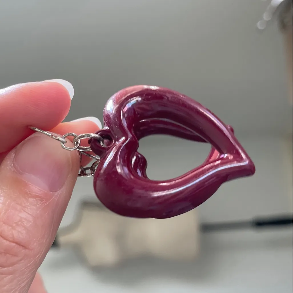 Retro Heart Shaped Earrings Burgundy‎ Red Mod Dangle Y2K 90s Vintage Jewelry Purple - Image 2