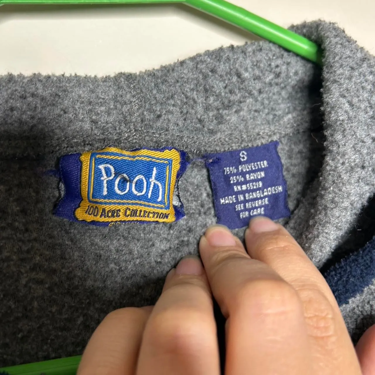 Vintage Disney Winnie the Pooh & Tigger Fleece Hoodie Pullover 90s Y2K small - Image 4