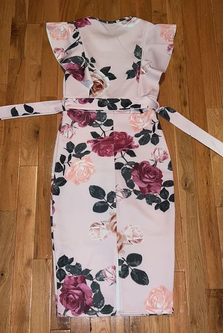 Pretty Little Thing Pink Floral Print Midi Dress - Image 5