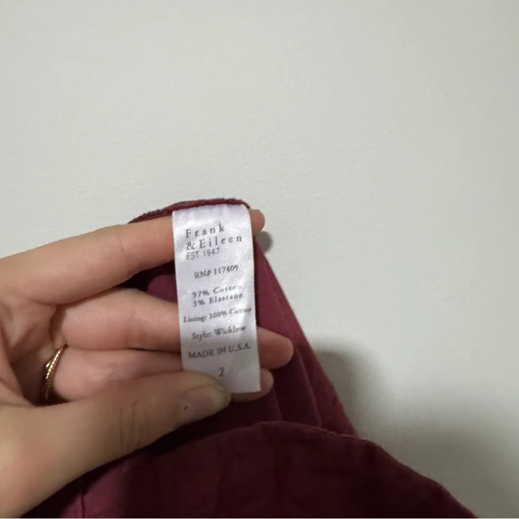 Frank & Eileen Wicklow The Italian Chino in Oxblood Size 2 - Image 7