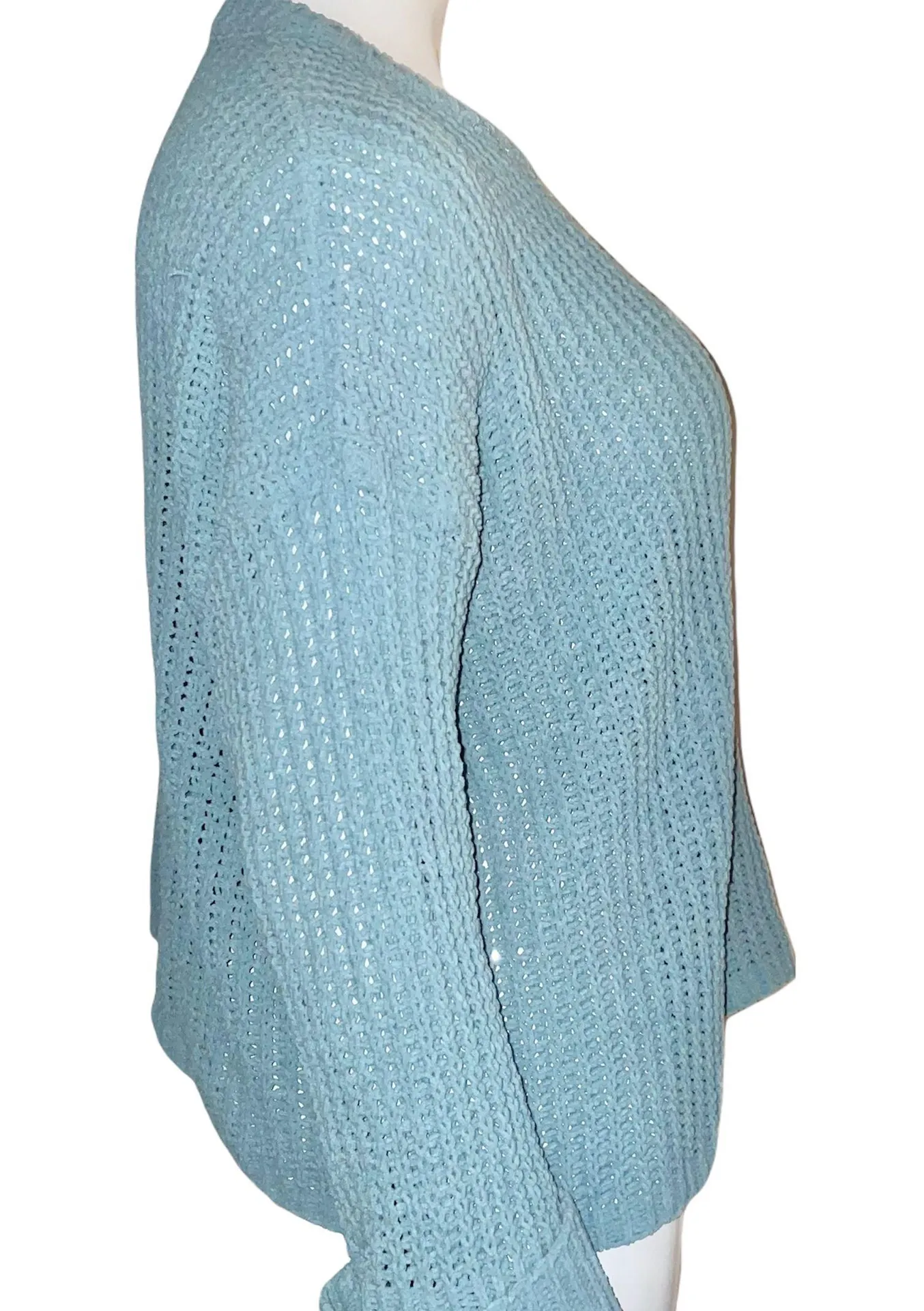 Aaron and Amber Aqua Chunky Chenille Knit Oversized Sweater - Image 3