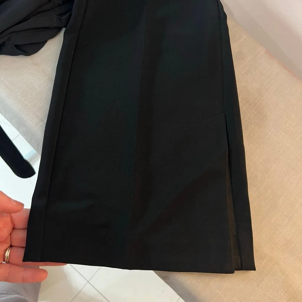 White House black market black wide leg satin trim pants size 8 - Image 10