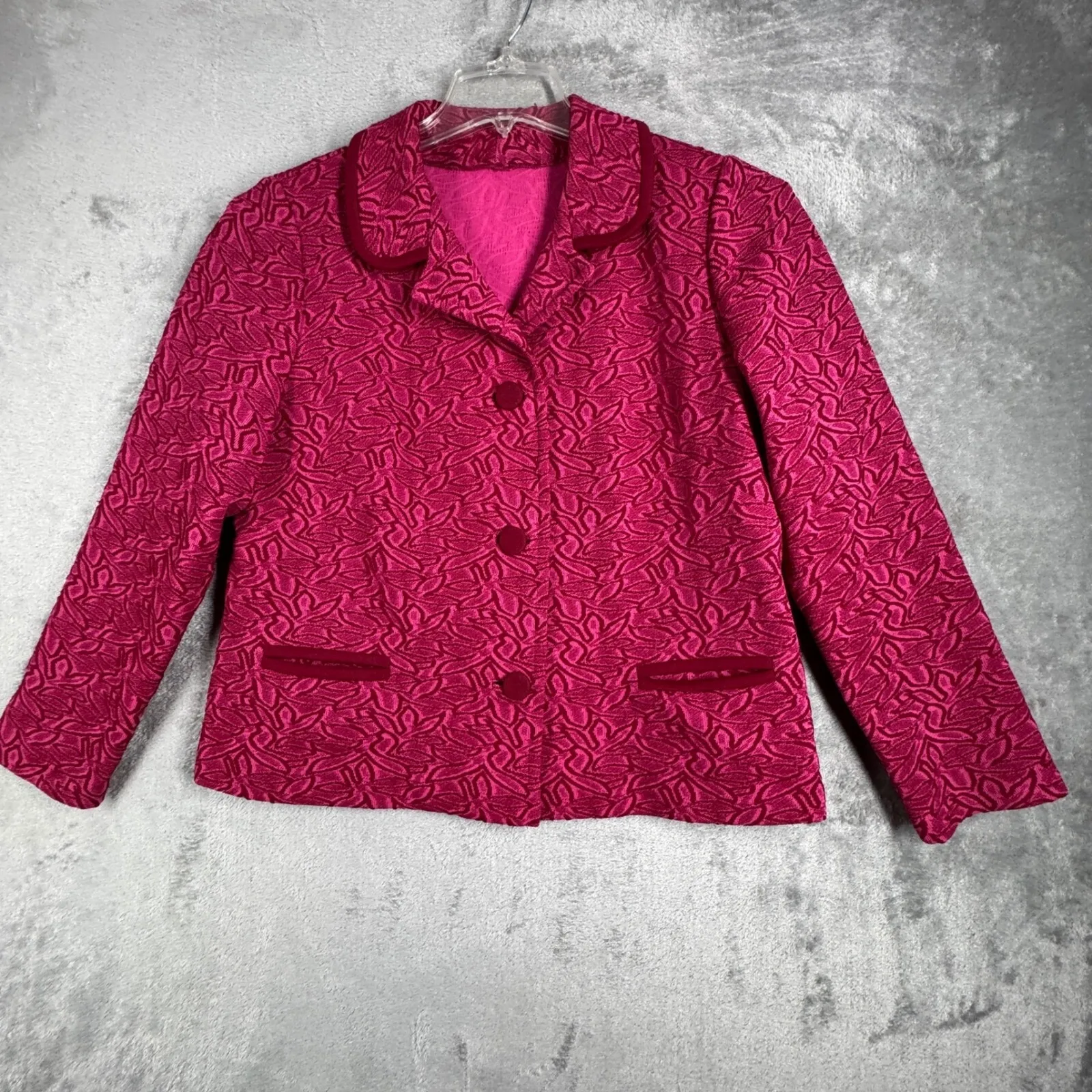 Kensington Blazer Jacket Womens Large Pink Retro Mod Feminine‎ Vintage Statement - Image 2