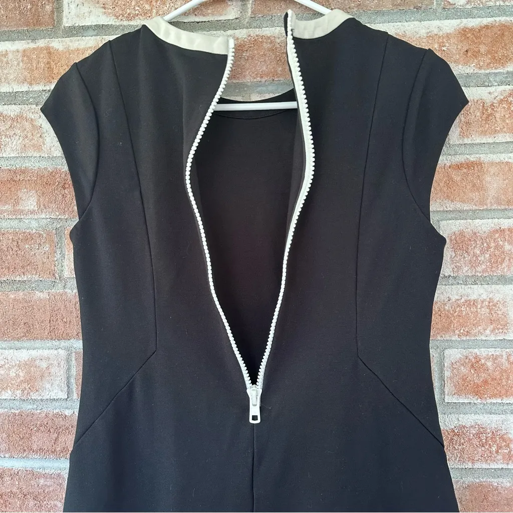 Kate Spade Daria Cap Sleeve Black Dress Women’s 4 White Trim A Line Ponte Knit - Image 11