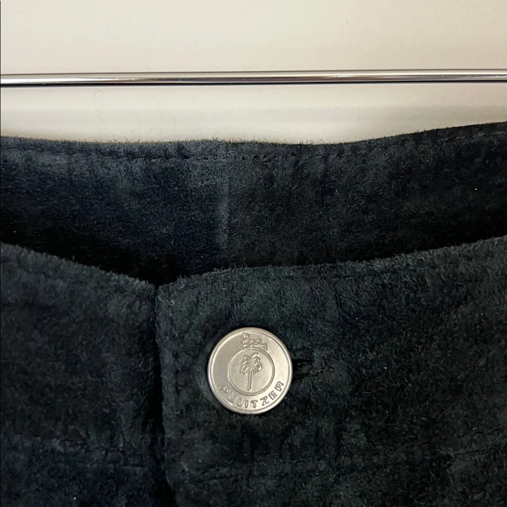 Vintage Lilly Pulitzer Suede Leather Wide Leg Pants Womens Sz 10 Black Western - Image 3