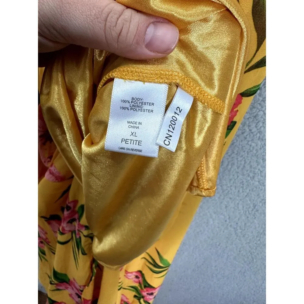 New York And Company Maxi Dress Womens XL Petite Floral Yellow‎ Resort Boho Yellow Size undefined - Image 6