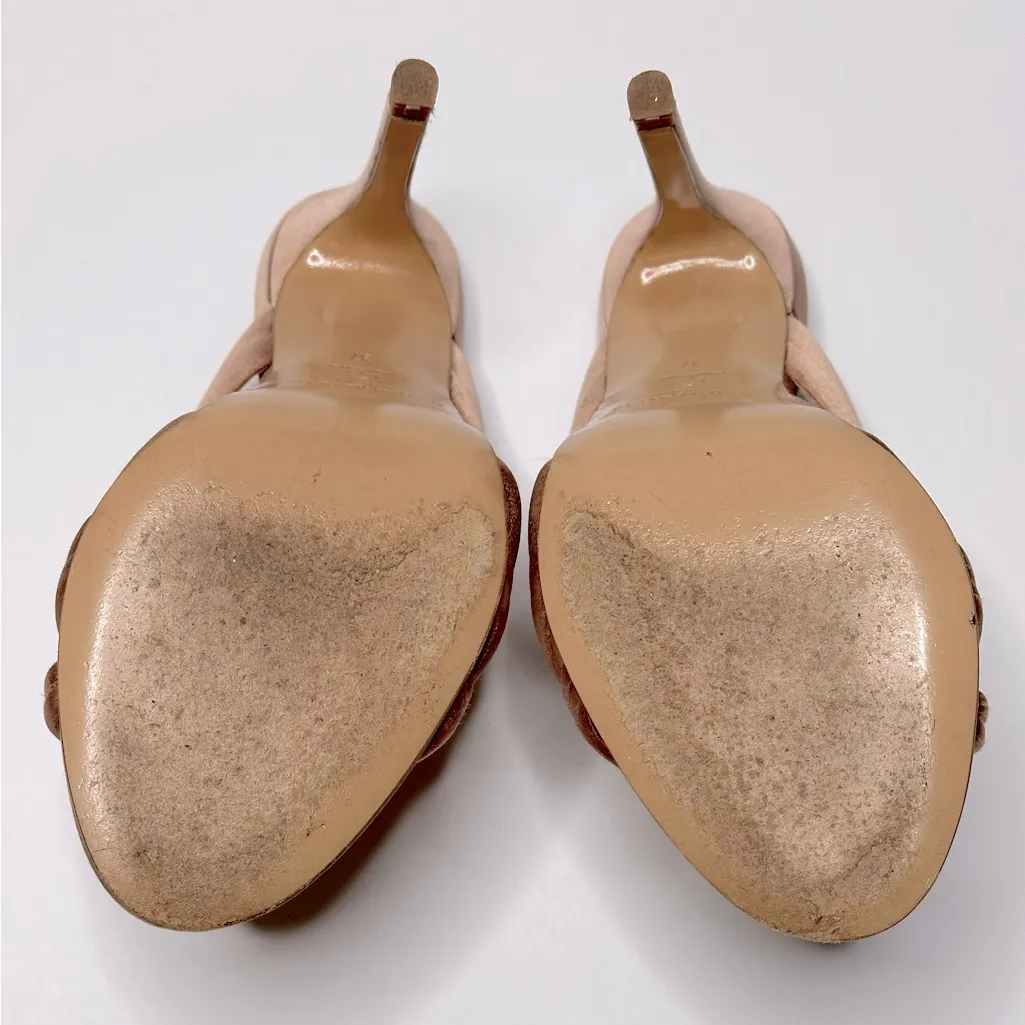 Pedro Garcia Women's Satin Dusty Rose Pink Multi Band Mules Sandals Size 37 Tan - Image 7