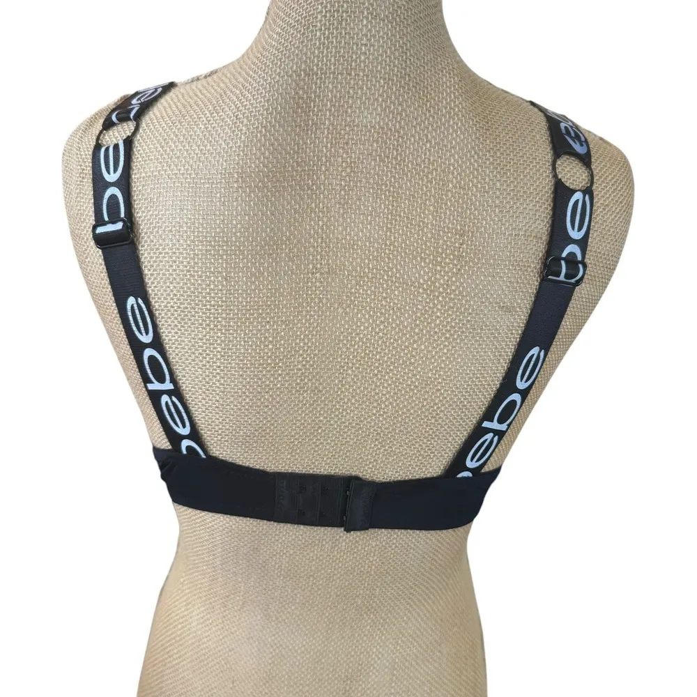 Bebe ‎ Black T-Shirt Bra Logo Strap Padded Underwire Size 36C - Image 4