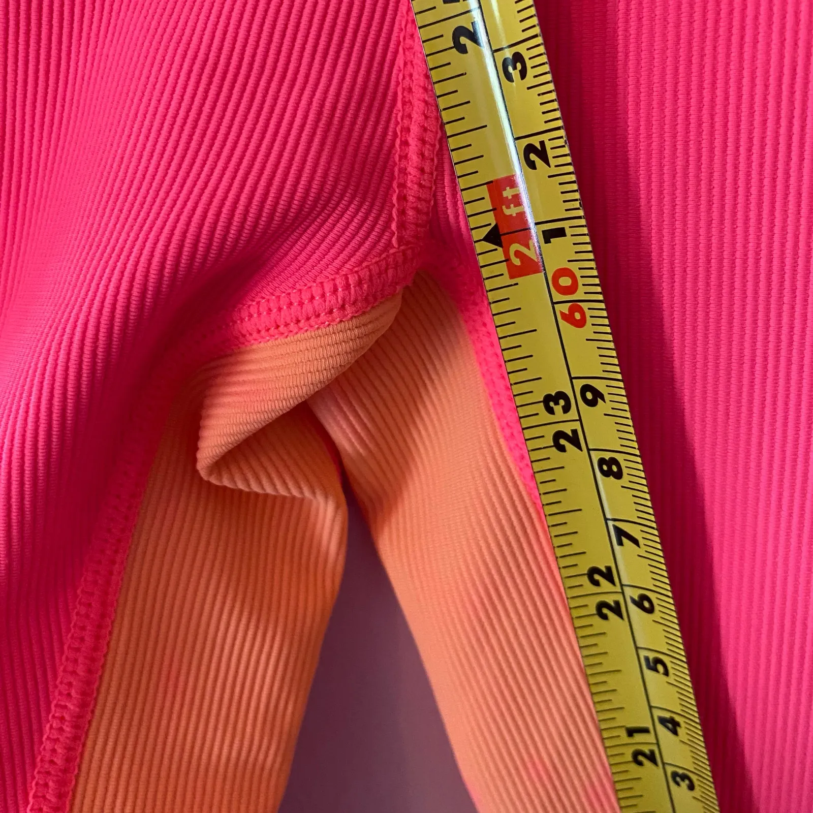 Wilo The Label Pink Orange Ribbed High Rise Leggings Tights Women's size Small - Image 10