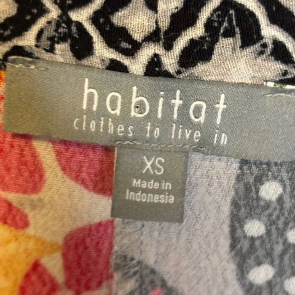 Habitat Blouse Women's Size XS Cardigan Open Front Abstract Oversized Floral - Image 3