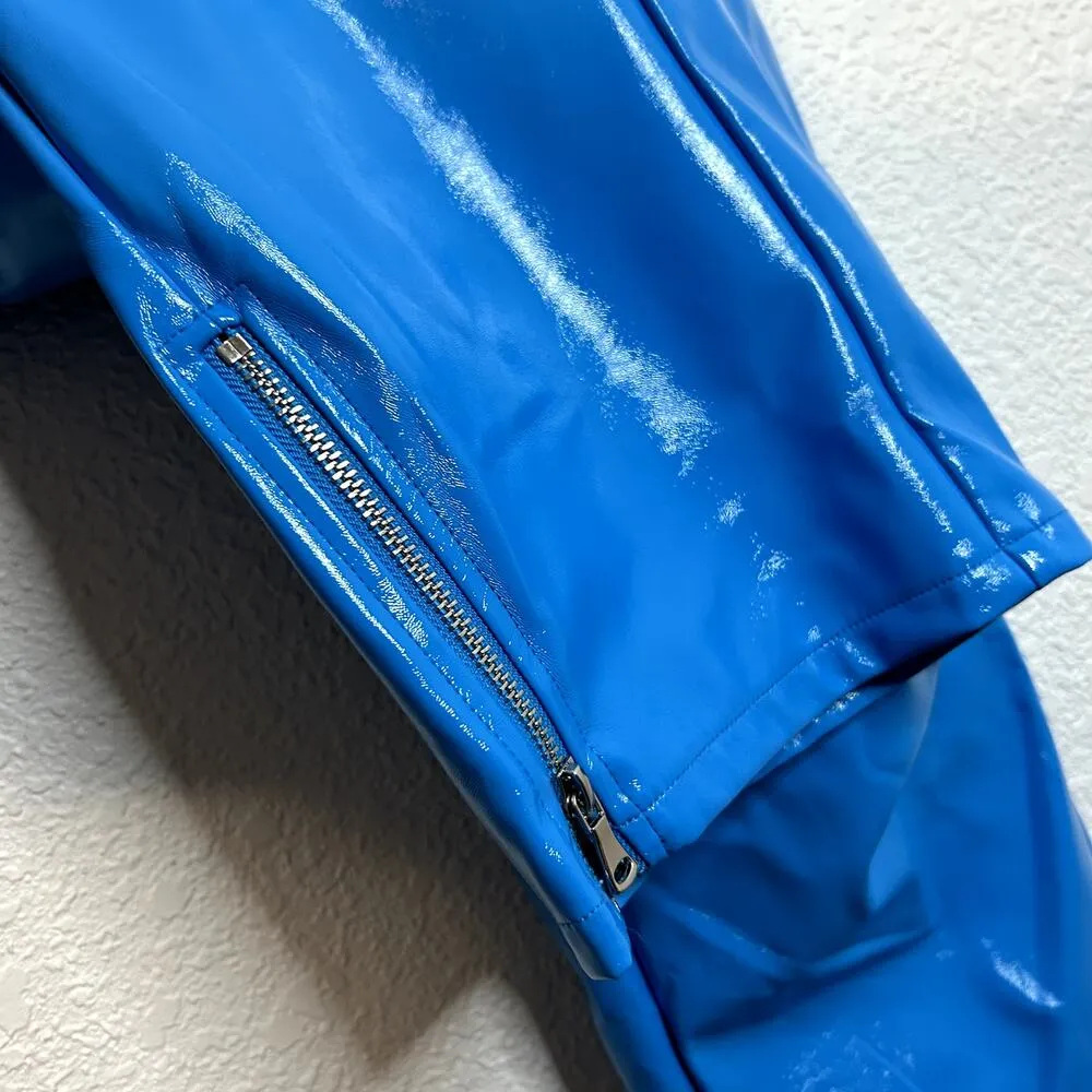 I. Am. Gia Isla Blue Zipper Pants Womens Size XS Rave Shiny Faux Leather - Image 7