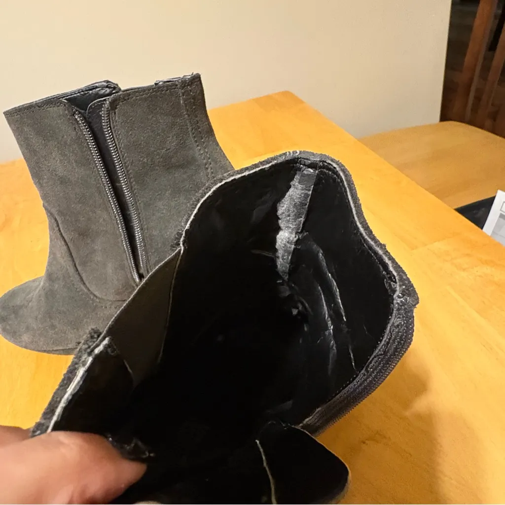 Kenneth Cole Reaction Gray Suede Ankle Wedge Boots Size 7.5 - Image 9