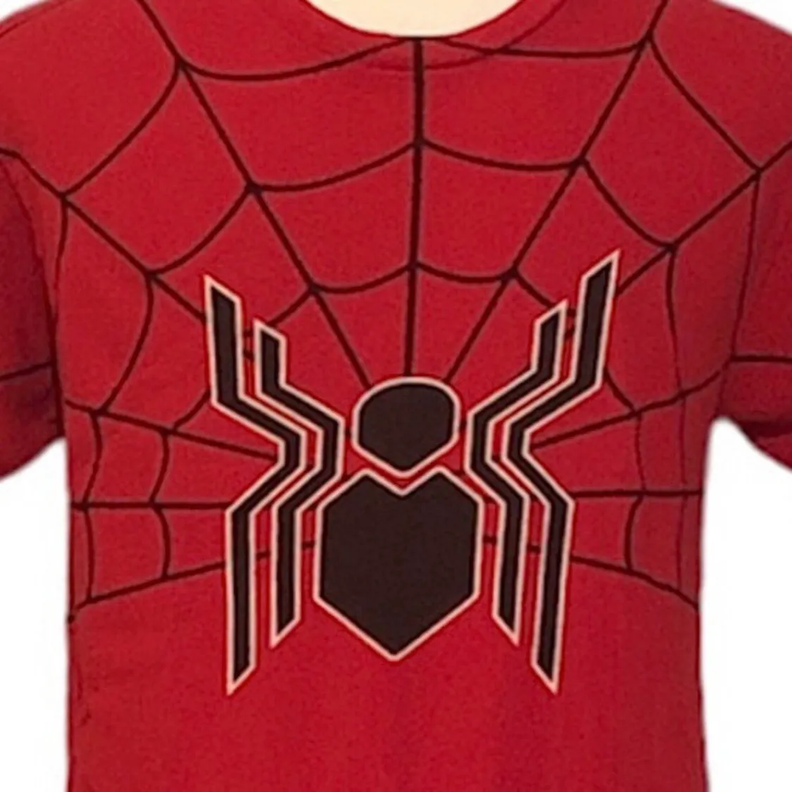 Spider-Man Marvel Red Short Sleeve T-Shirt with Spider and Web Print •Size Small - Image 4