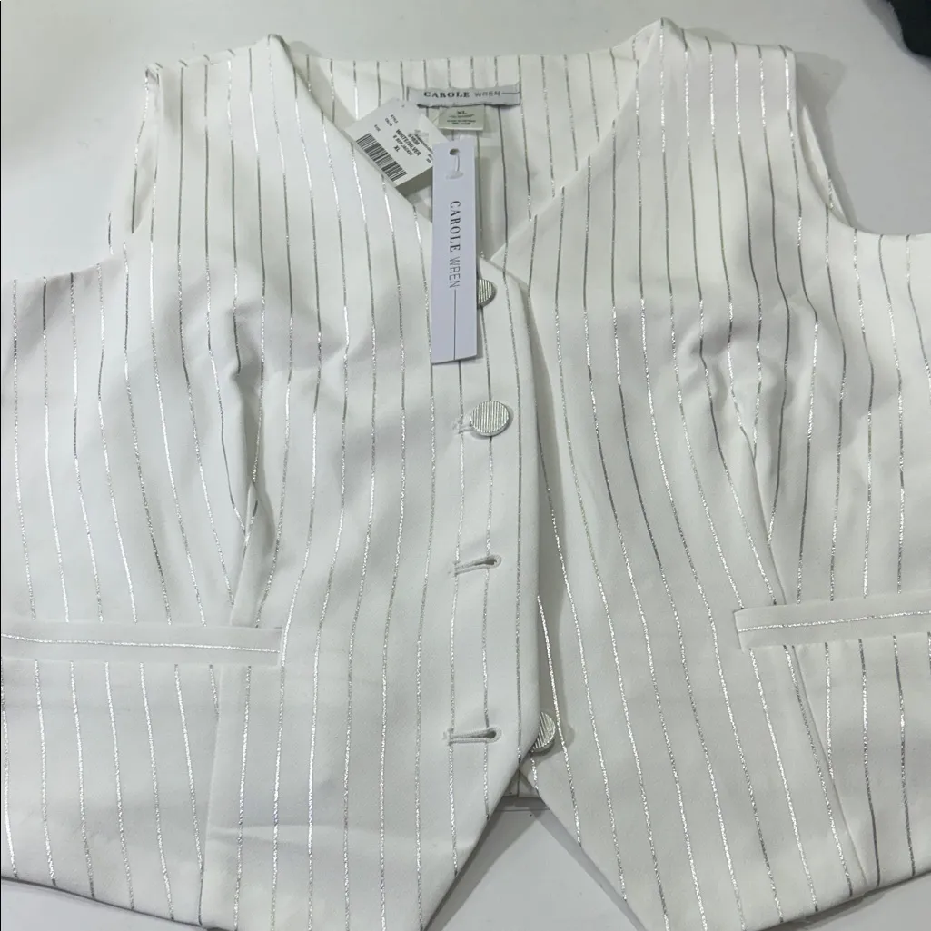 Carole White Pinstripe Women's Vest Size XL - Image 9