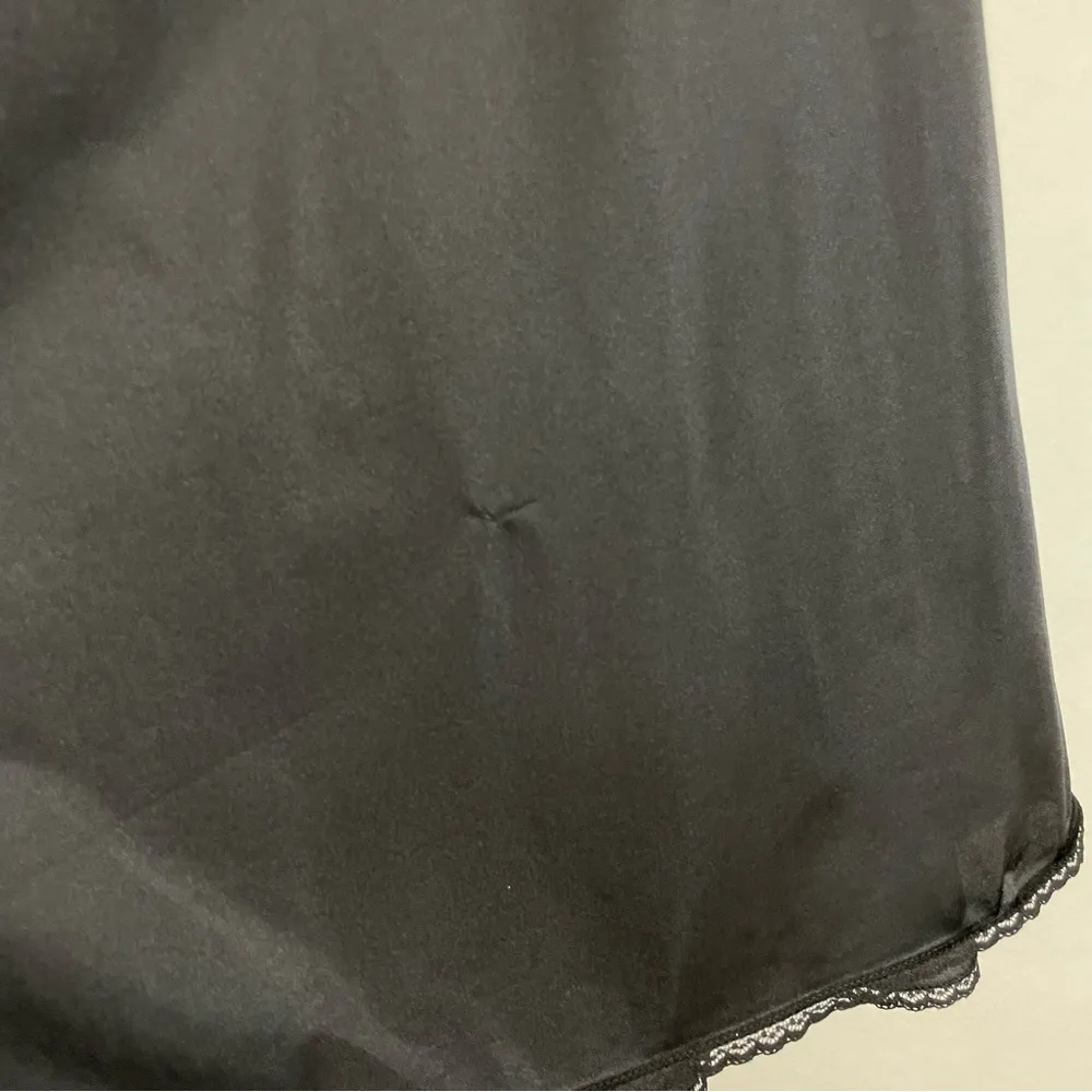 Vintage Vanity Fair Half Slip Black Slit Lace Trim Size Medium Nylon Retro Flaws - Image 7