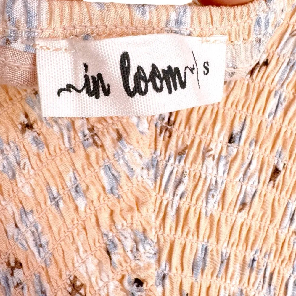 Pinkblush Boho Floral Smocked Maternity Midi Dress Small Light Pink Short Sleeve - Image 6