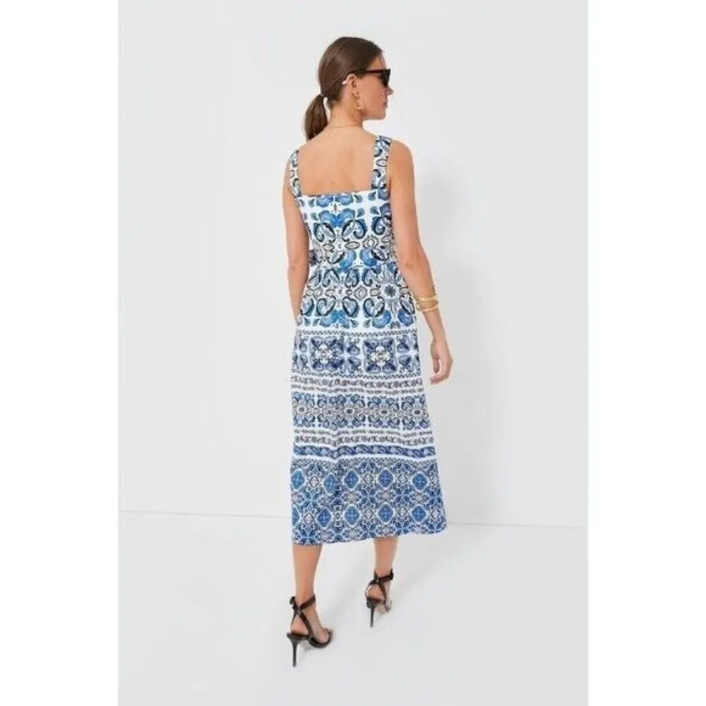 NWT Tuckernuck Majolica Tile Margaret In Blue White Cotton Tank Midi Dress XXXL Size undefined - Image 7