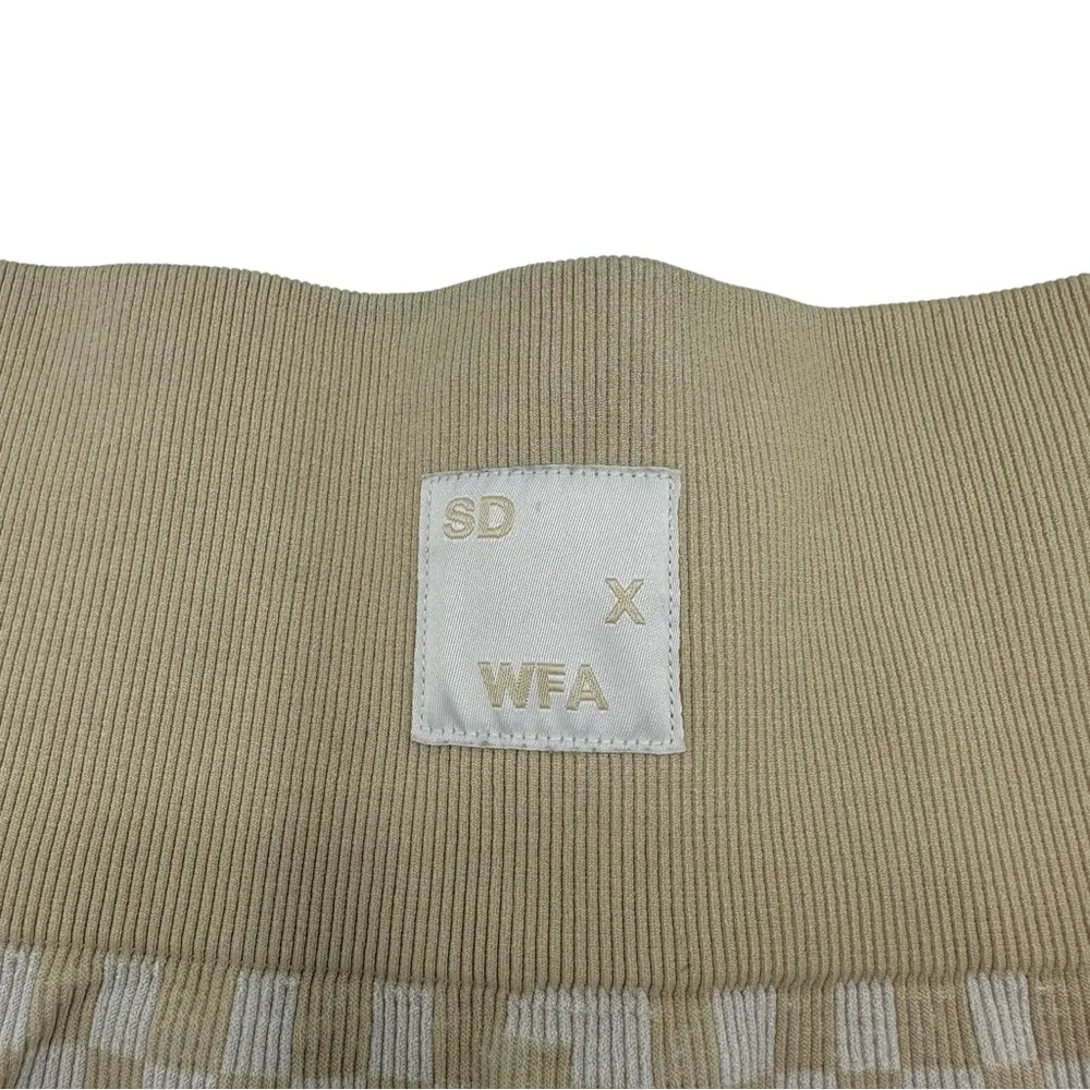 SD x WFA Beige Tan Cream Khaki Compression Style Athletic Shorts Small White - Image 3