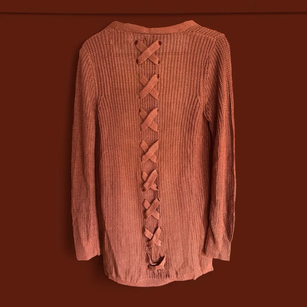 NWT Pinque Stitch Fix Cardigan Sweater Women Artisan Rust Knit Open Front M Brown Size M - Image 10