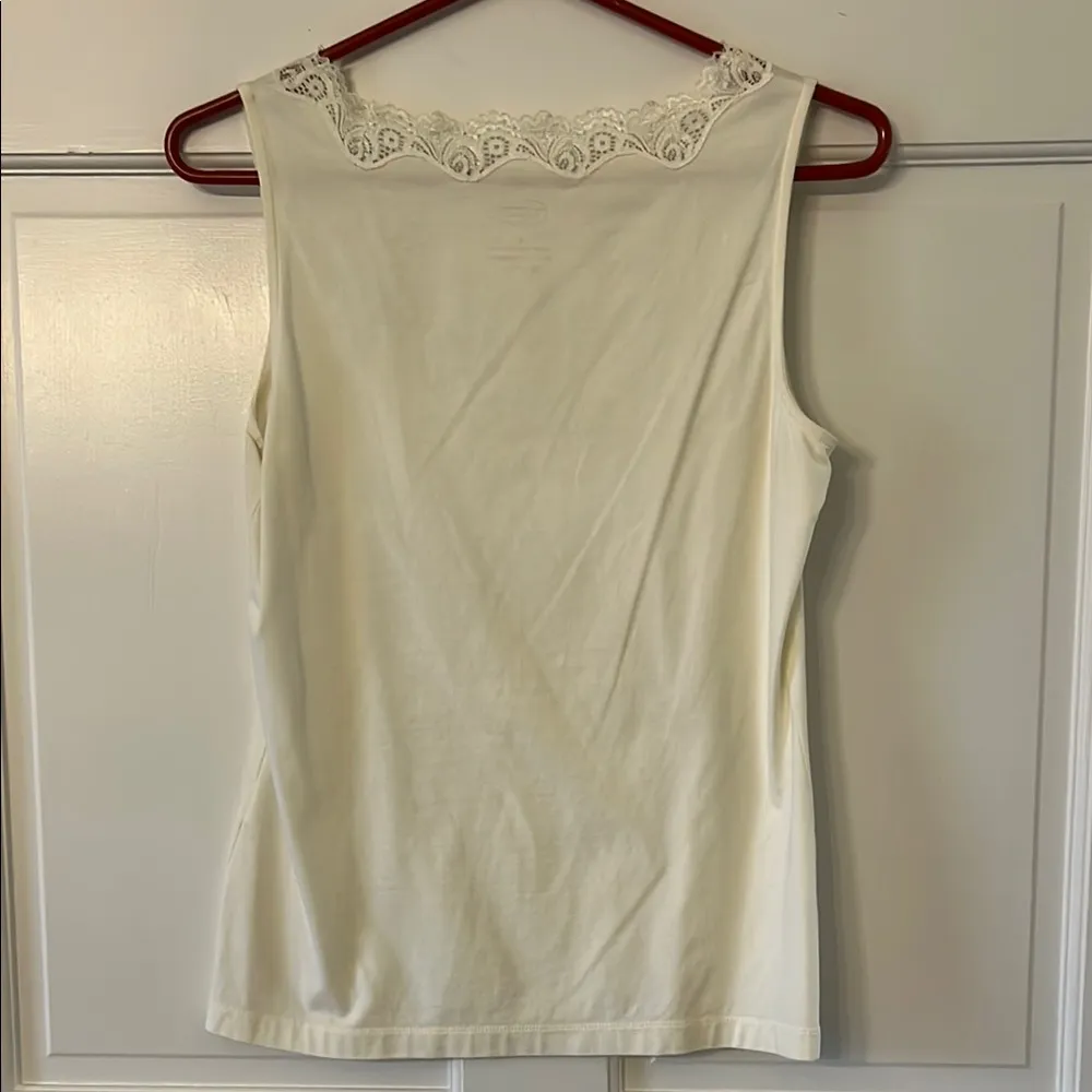 Talbots White Lace Trim Tank Top - Image 4