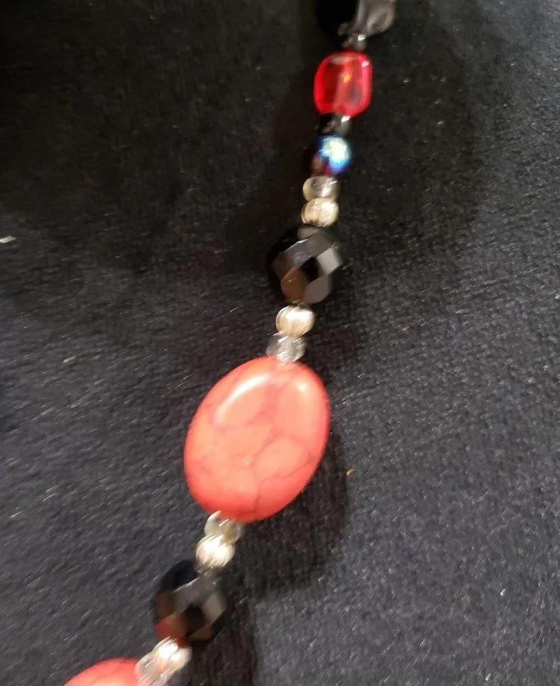 Womens Fashion Multicolor Round Moulded Beaded Collar Necklace w/ Lobster Clasp - Image 3